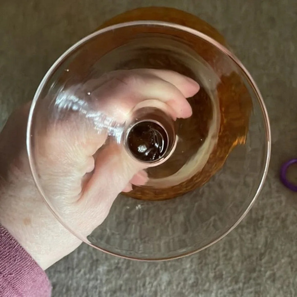 Pier 1 Imports Orange/Brown Canyon Swirled Handblown Martini Cocktail Glass - Picture 4 of 5